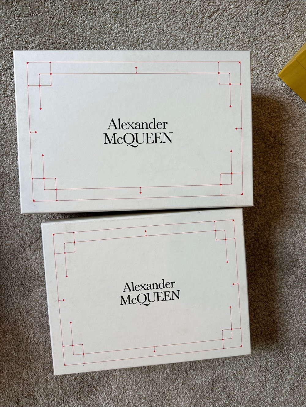 Alexander McQueen White Shoe Boxes with Red Accent Trim - Set of 2